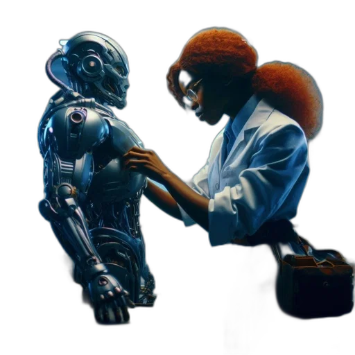 robot, concept art, 3d render, comic book art transparent PNG cut-out