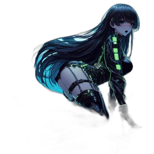 robot, dress, hair, creature transparent PNG cut-out