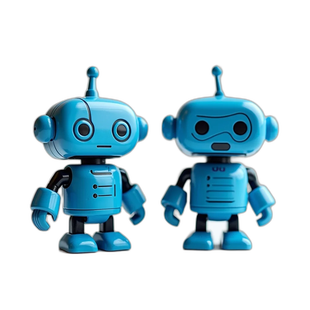 robot, 3d render, concept art, blue transparent PNG cut-out