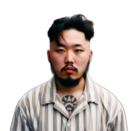 hair, face, staff, jacket transparent PNG cut-out