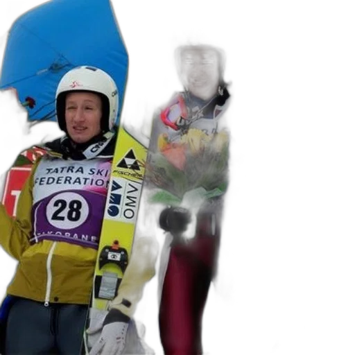 three, skiers, stand, podium transparent PNG cut-out