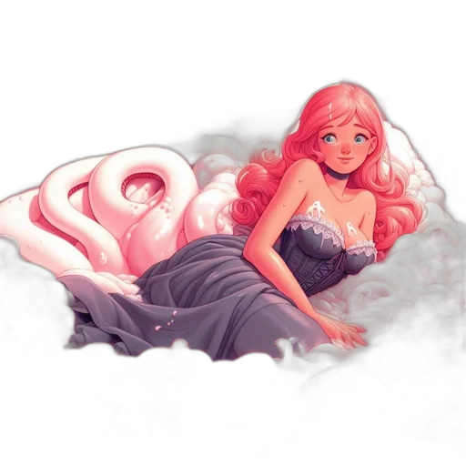 dragon, dress, fantasy art, watercolor transparent PNG cut-out