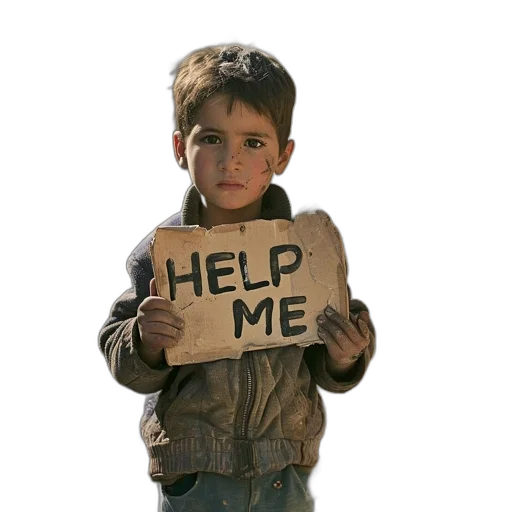 child, stands, amidst, devastation transparent PNG cut-out