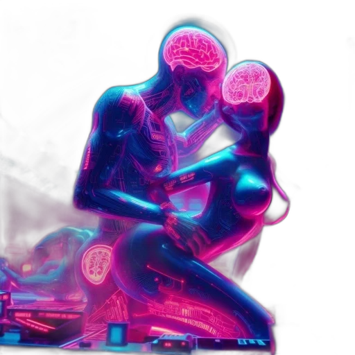 robot, cyberpunk, concept art, vaporwave transparent PNG cut-out