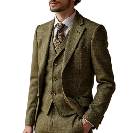 jacket, staff, photorealistic, earth tones transparent PNG cut-out