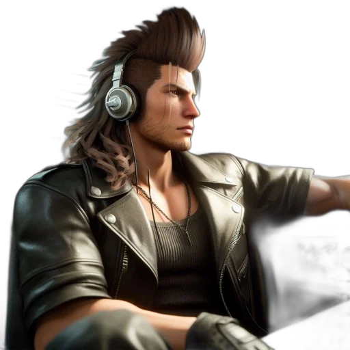 jacket, hair, concept art, cyberpunk transparent PNG cut-out