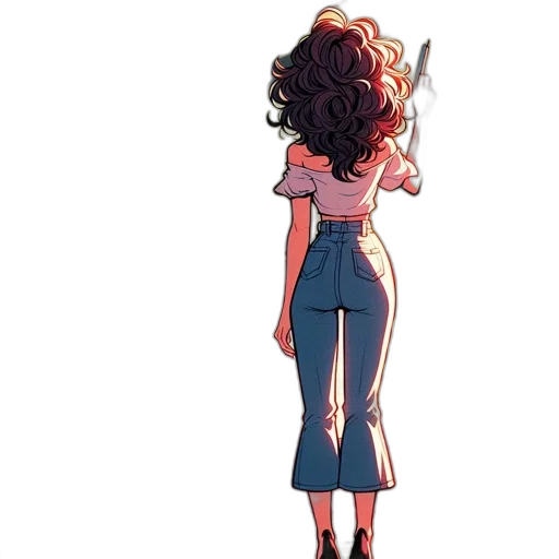 dress, hair, jacket, staff transparent PNG cut-out