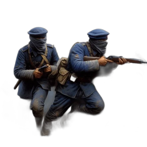 weapon, staff, hat, jacket transparent PNG cut-out