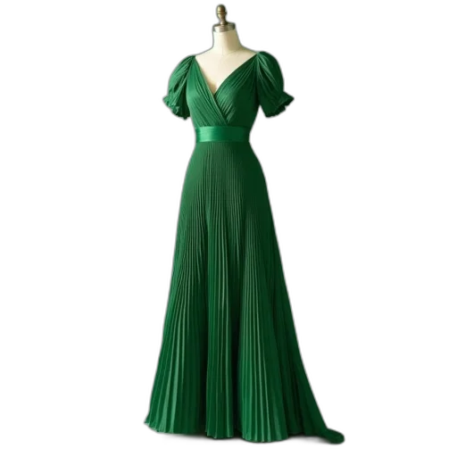 dress, green, wrap, pleated transparent PNG cut-out