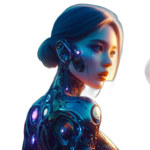 robot, dress, jewelry, face transparent PNG cut-out