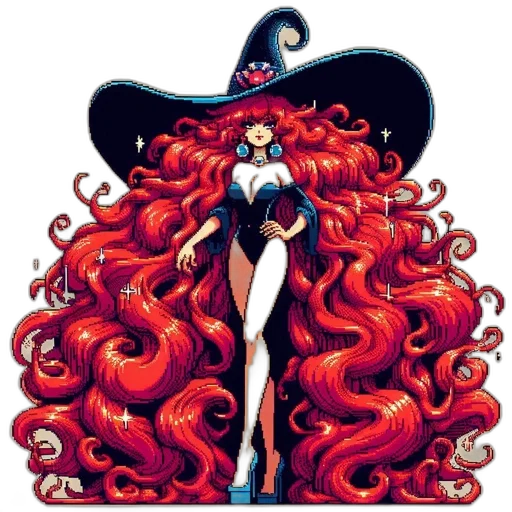 dress, hair, comic book art, pixel art transparent PNG cut-out