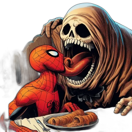 food, comic book art, concept art, spider-man transparent PNG cut-out