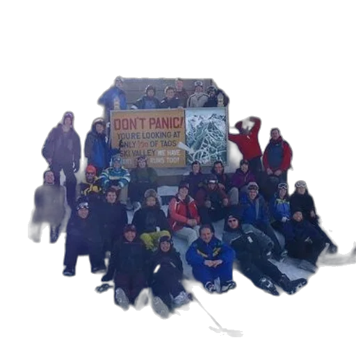 staff, snow, group, skiers transparent PNG cut-out