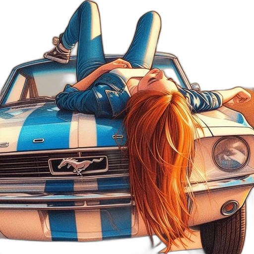 car, dress, hair, comic book art transparent PNG cut-out