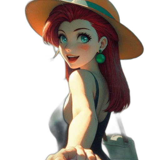 hat, dress, jewelry, staff transparent PNG cut-out
