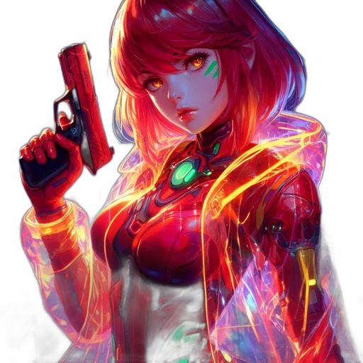 weapon, jacket, robot, staff transparent PNG cut-out