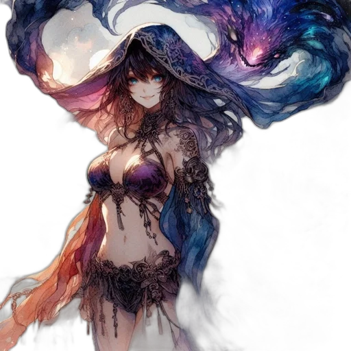 dress, mask, hair, dragon transparent PNG cut-out