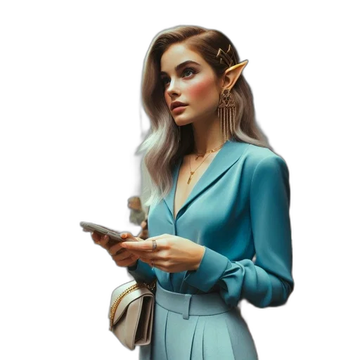 dress, jewelry, staff, concept art transparent PNG cut-out