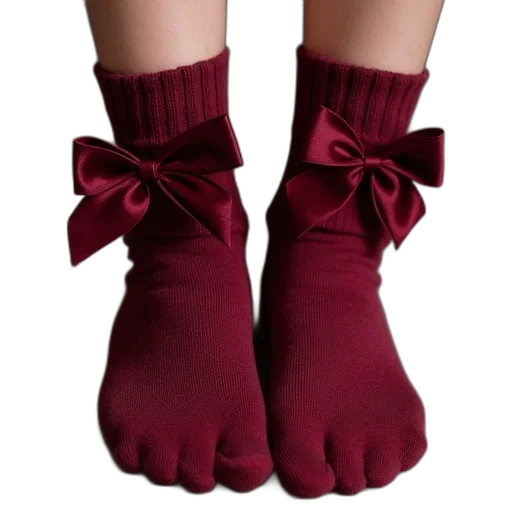 shoes, burgundy, socks, bows transparent PNG cut-out