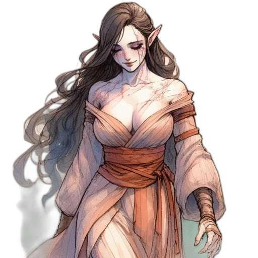 dress, staff, mask, fantasy art transparent PNG cut-out