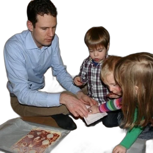 man, three, children, making transparent PNG cut-out