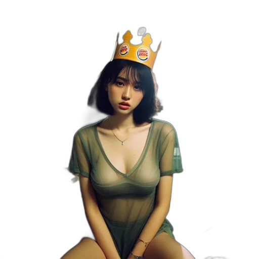 crown, dress, jewelry, oil painting transparent PNG cut-out