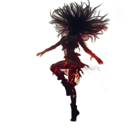 hair, staff, dress, creature transparent PNG cut-out