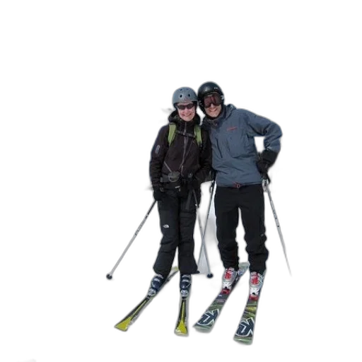 staff, snow, two, skiers transparent PNG cut-out