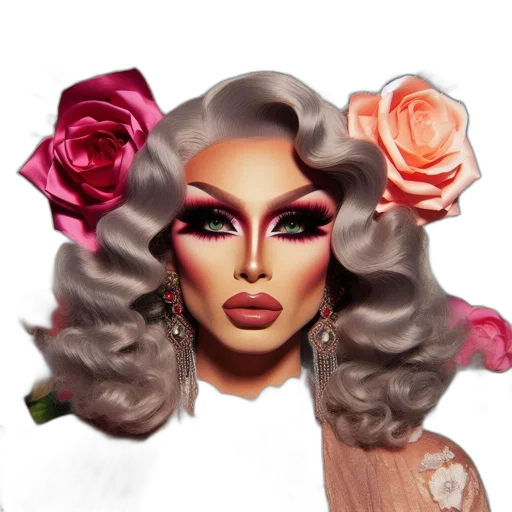 crown, hair, face, flower transparent PNG cut-out