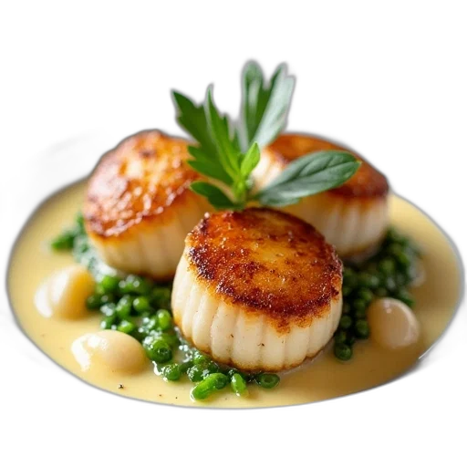 food, photorealistic, sea, scallops transparent PNG cut-out