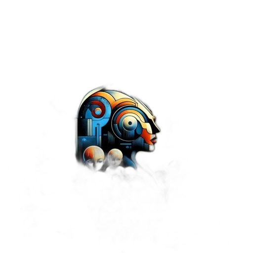 robot, mask, creature, staff transparent PNG cut-out
