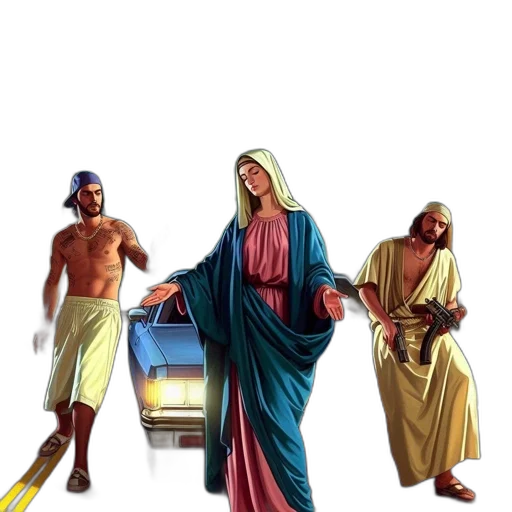 car, dress, concept art, vaporwave transparent PNG cut-out