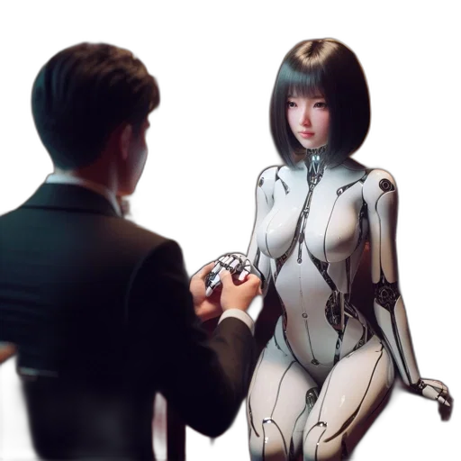robot, concept art, cyberpunk, 3d render transparent PNG cut-out