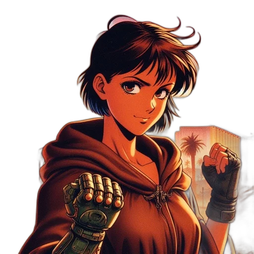 weapon, jacket, sword, comic book art transparent PNG cut-out