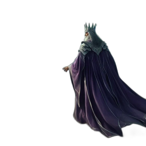 crown, dress, creature, staff transparent PNG cut-out