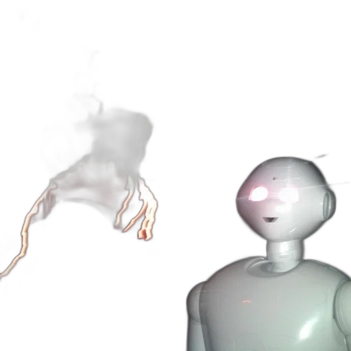 robot, mask, creature, staff transparent PNG cut-out