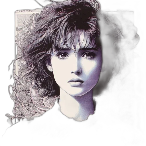 face, hair, photorealistic, oil painting transparent PNG cut-out
