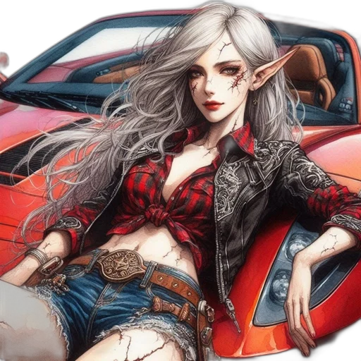 car, jacket, comic book art, fantasy art transparent PNG cut-out