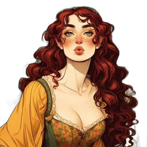 dress, face, fantasy art, comic book art transparent PNG cut-out
