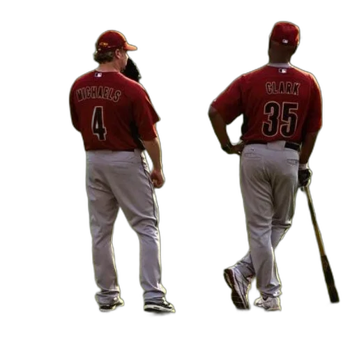 staff, two, baseball, players transparent PNG cut-out