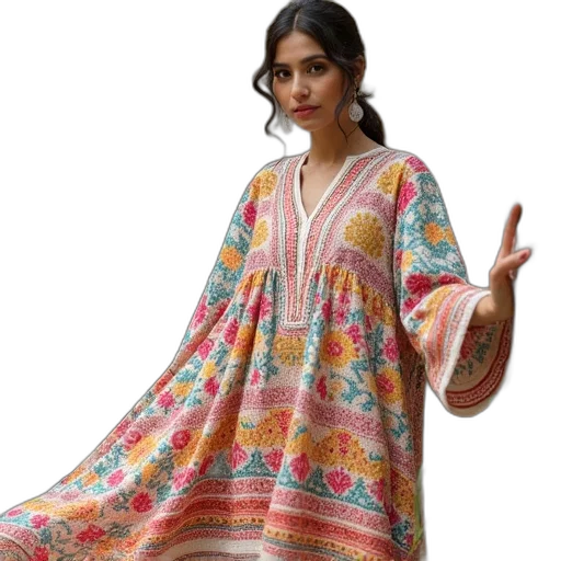 dress, jacket, handloom, printed transparent PNG cut-out