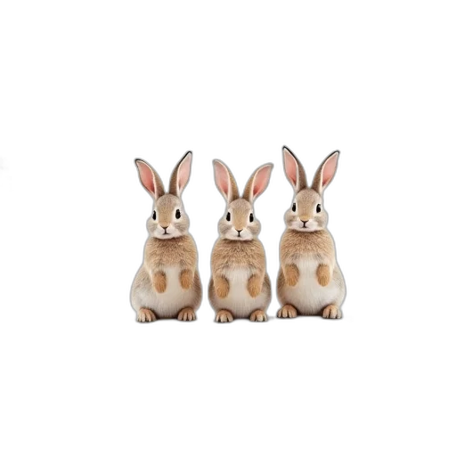 animal, 3d render, three, bunnyy transparent PNG cut-out