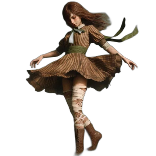 dress, hair, staff, concept art transparent PNG cut-out