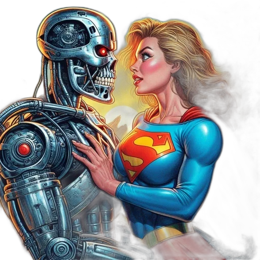 robot, comic book art, concept art, fantasy art transparent PNG cut-out