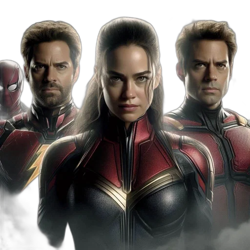 comic book art, concept art, four, superhero transparent PNG cut-out