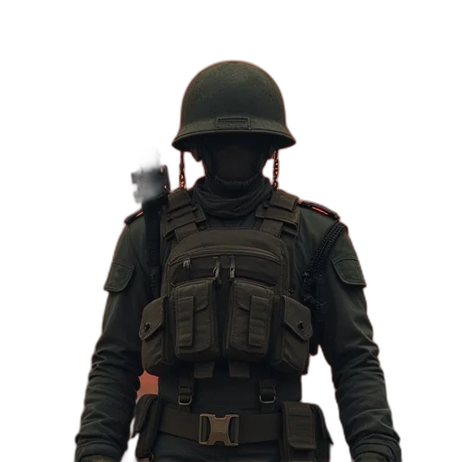 jacket, staff, weapon, hat transparent PNG cut-out