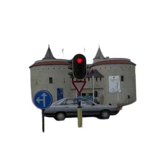 robot, building, car, staff transparent PNG cut-out
