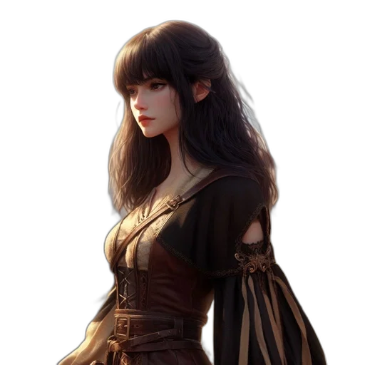 dress, face, staff, fantasy art transparent PNG cut-out