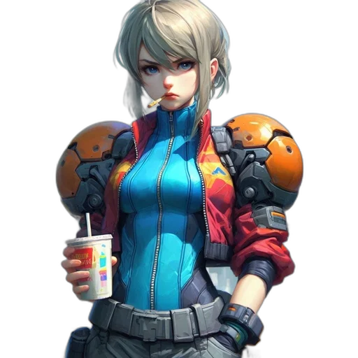 robot, weapon, staff, jacket transparent PNG cut-out