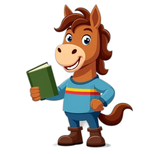 animal, staff, cartoon, horse transparent PNG cut-out